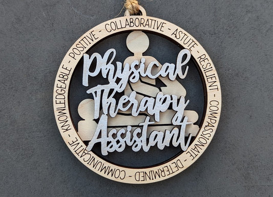 Physical Therapist svg - Ornament car charm digital file - PT and Physical Therapy Assistant SVG - Cut & score Digital Download for Glowforge