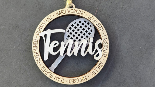 Tennis svg - Gift for Tennis Player - Ornament or Car charm svg - Can be customized with name or message - Laser cut file designed for Glowforge