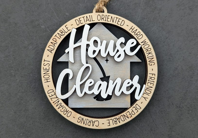 House Cleaner svg - Housekeeper DIGITAL FILE - Ornament or Car charm svg - Gift for housekeeper - Cut & Score Digital Download Tested on Glowforge