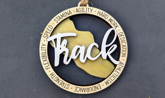 Track svg, Gift for Track runner DIGITAL FILE - Ornament, magnet or Car charm svg - Can be personalized - Laser cut file made for Glowforge