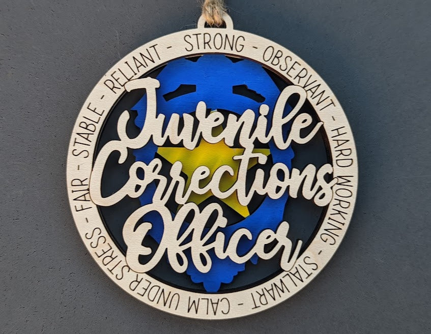 Juvenile Corrections officer svg, Ornament Gift for Corrections/Jail/Prison officer, Cut and score only, Digital Download Made for Glowforge