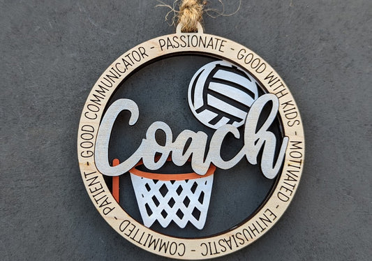 Netball svg - Gift for Netball Coach - Ornament or Car charm svg - Can be customized with name or message - laser cut file tested on Glowforge