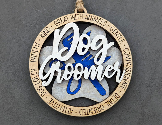 Dog Groomer svg - Pet groomer DIGITAL FILE - Ornament or Car charm svg - Double layered Cut & Score Digital Download Tested on Glowforge