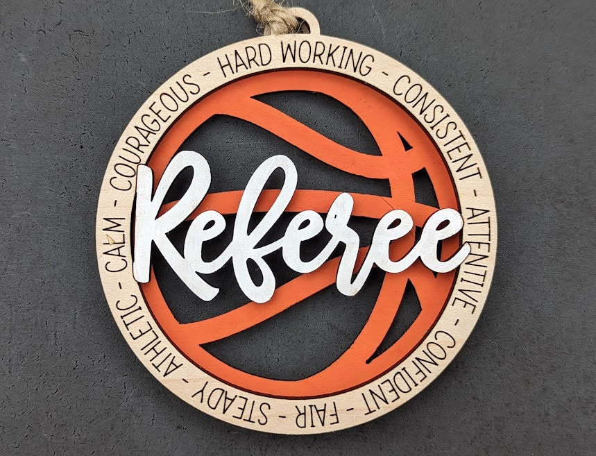 Basketball svg, Gift for Basketball Referee, Sports Ornament or Car charm svg - Can be personalized - cut & score file,  Glowforge svg