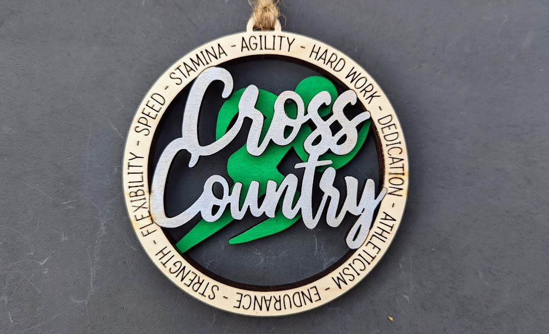Cross country svg - Gift for Xcountry runner DIGITAL FILE - Ornament, Car charm or magnet svg - Can be personalized - Cut & score Laser cut file