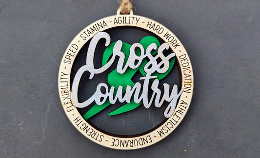Cross country svg - Gift for Xcountry runner DIGITAL FILE - Ornament, Car charm or magnet svg - Can be personalized - Cut & score Laser cut file