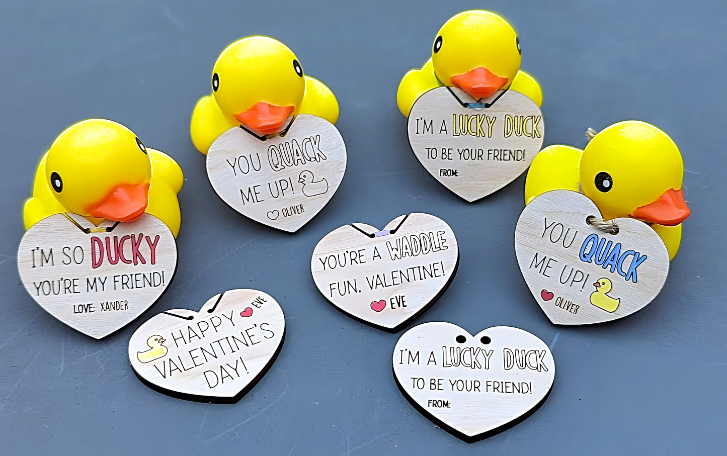 Classroom valentine svg, Rubber duck tags digital file, Quick easy valentine gift, Cut and score Laser cut file, Glowforge Digital Download
