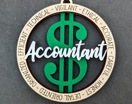 Accountant svg, Gift for CPA tax accountant, Ornament or Car charm svg, Cut & Score laser cut file Digital Download Made for Glowforge