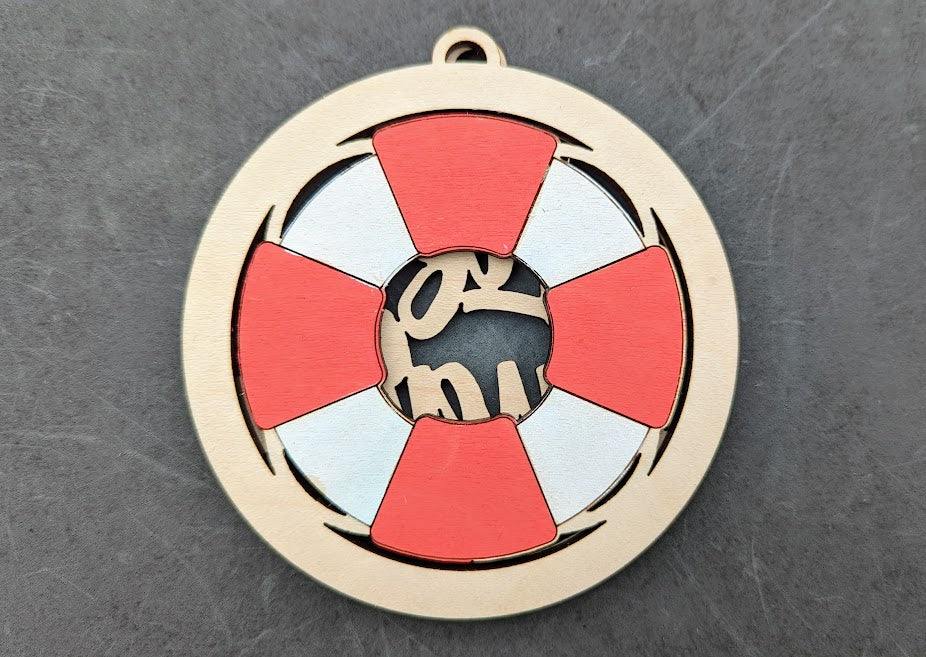 Lifeguard svg - Ornament or Car Charm DIGITAL FILE - Gift for lifeguard, lifesaver, rescuer, pool attendant - Laser cut file designed for Glowforge - Score and cut only