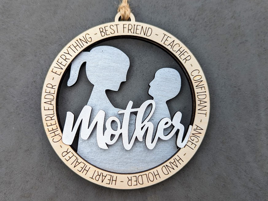 Mother's day svg, Gift for Mom digital file, Ornament, car charm, magnet for mom - two options available - Glowforge Digital Download,