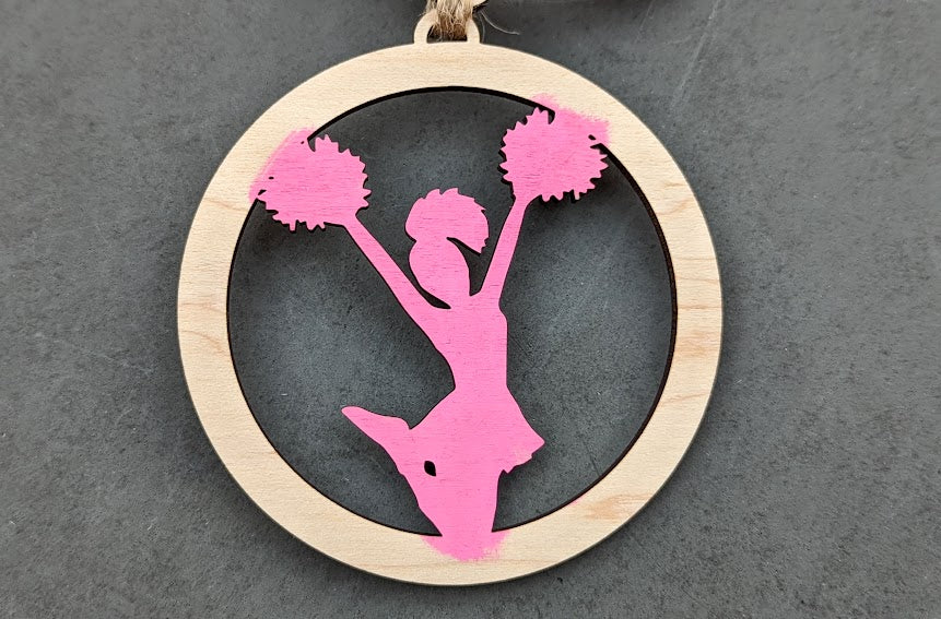 Cheer svg - Gift for Cheerleading Coach - Ornament or Car charm svg - Can be customized with name or message - Glowforge tested Laser cut file