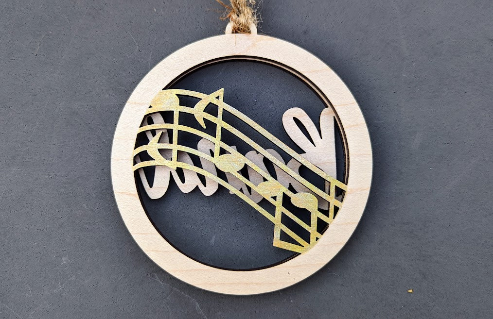 Band svg - Ornament or car charm svg for high school band member - Can be personalized - Cut & score laser cut file designed for Glowforge,