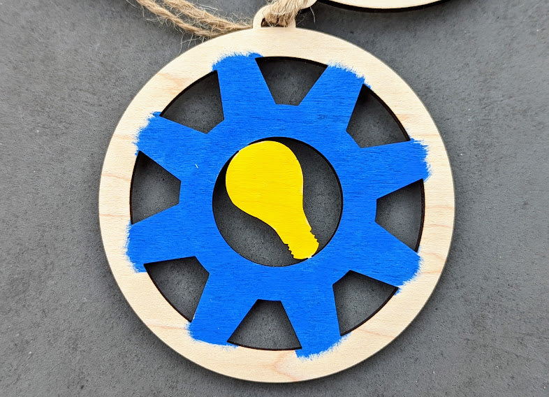 Mechanical Engineer svg - Ornament or car charm svg, Gift for Mechanical Engineer - Double layer Cut and Score Laser Cut file - Glowforge Tested