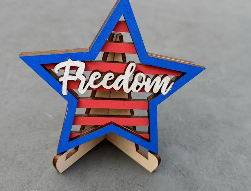 Freedom svg - 4th of July decor DIGITAL FILE - Star wall hanging - Independence Day svg -  Cut and score Digital Download designed for Glowforge