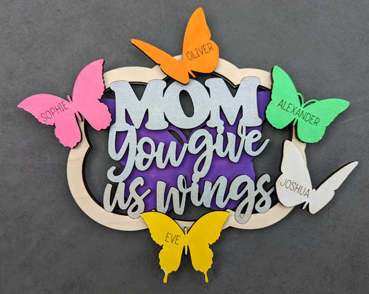 Mothers day svg, Gift for Mom, Personalized laser cut file, Butterfly svg wall hanging or magnet, Digital download designed for Glowforge
