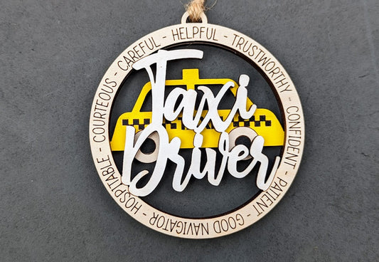 Taxi svg ornament file - Gift for Taxi or Cab Driver - Car charm ornament svg DIGITAL FILE - Score & Cut Digital Download Made for Glowforge