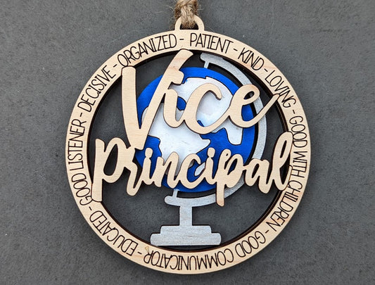 Vice Principal svg, Gift for Assistant or vice principal, Car charm or ornament DIGITAL FILE, Score & Cut laser cut file Made for Glowforge
