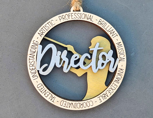 Director ornament svg, Band or orchestra director car charm digital file, Double layer cut and score digital download designed for Glowforge