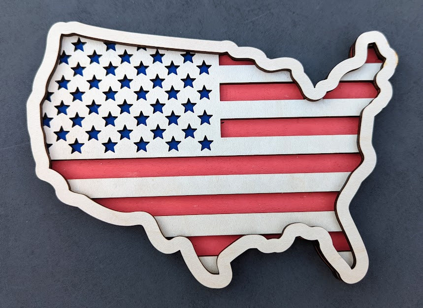 USA svg, Military veteran gift digital file, America map svg, Military retirement gift, Cut and score laser cut file designed for Glowforge