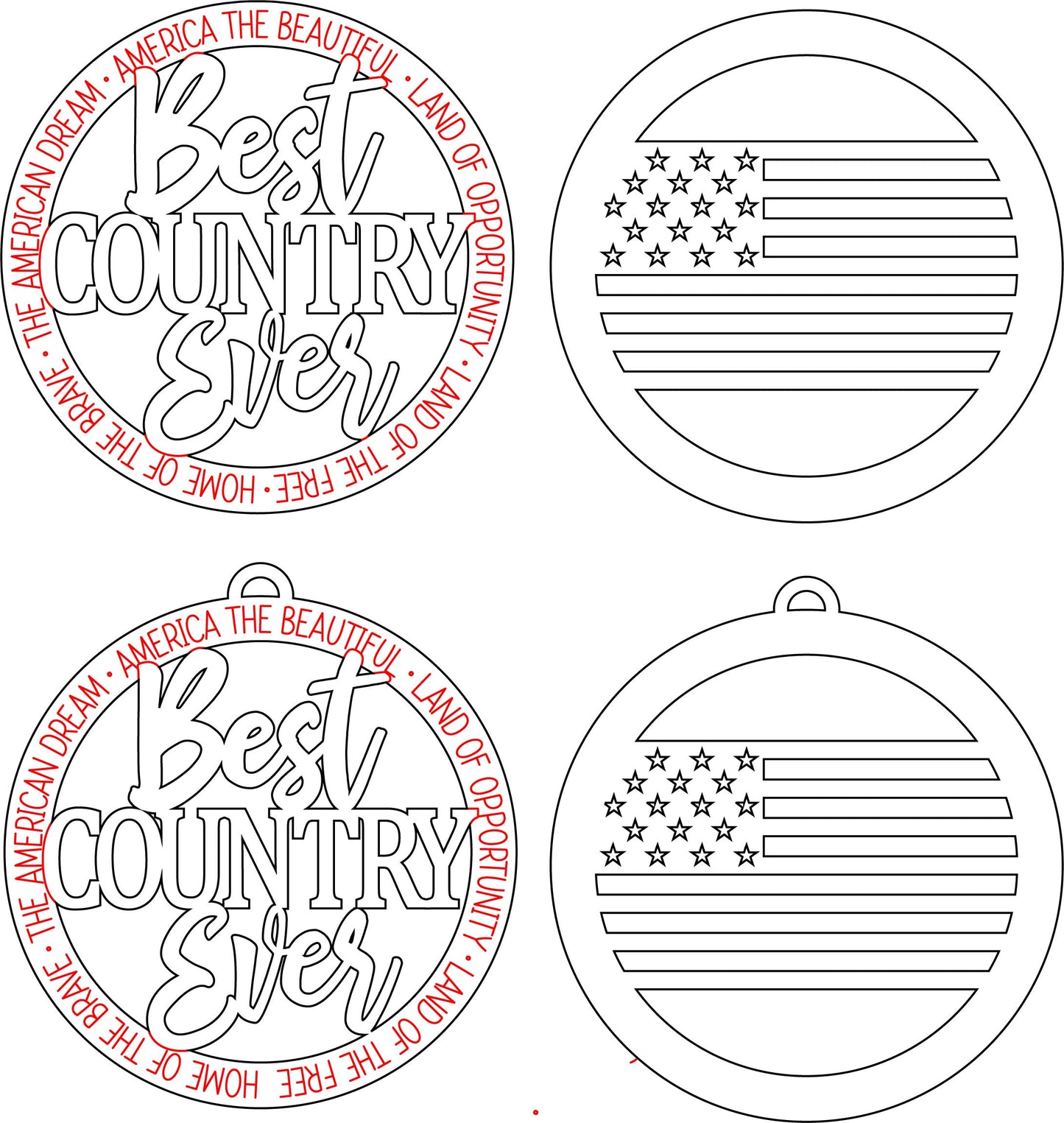 Best country ever wall hanging svg - 4th of July decor DIGITAL FILE - American flag svg - Ornament version included - Cut and score laser file made for Glowforge