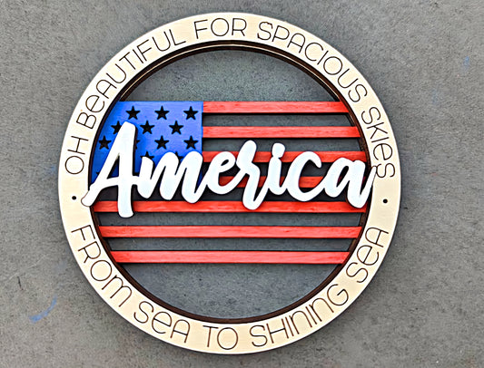 America wall hanging svg - 4th of July decor DIGITAL FILE - Ornament version included - Independence day wall hanging svg - Cut and score Digital Download designed for Glowforge