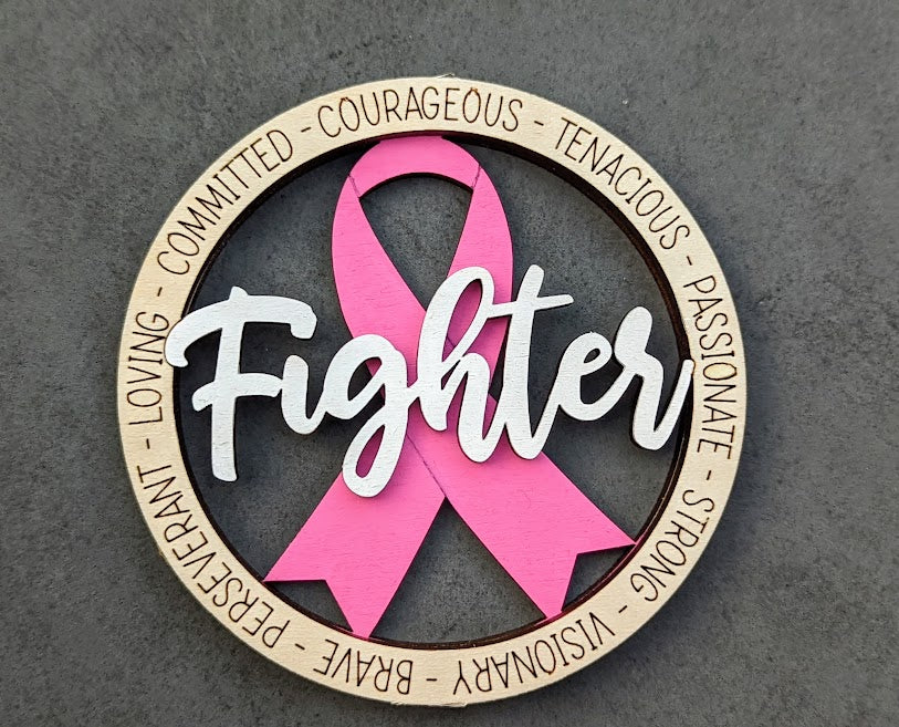 Breast Cancer Awareness svg - Wall Hanging or Ornament Digital File - Gift For Breast Cancer Fighter or Survivor - Cut and score only laser cut file - Digital download designed for Glowforge