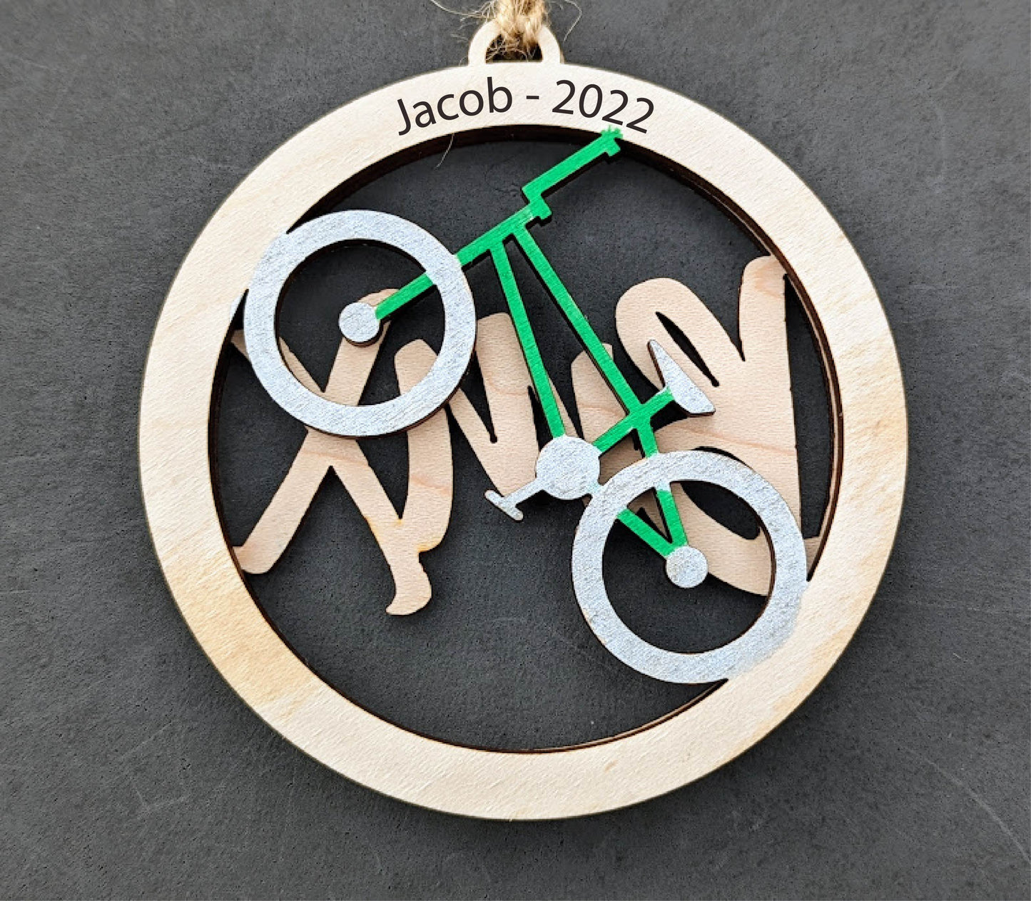 BMX svg - Bicycle Motocross rider gift - Ornament or Car charm svg - Can be customized with name or message - Laser cut file for Glowforge