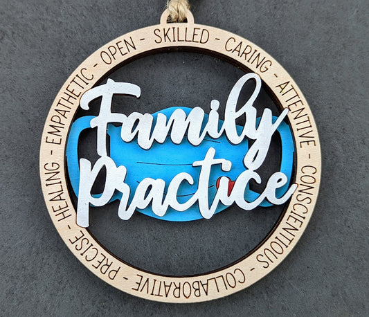 Family Practice svg - Gift for Medical Doctor laser cut file - Ornament or Car charm svg - Cut & Score Digital Download Made for Glowforge