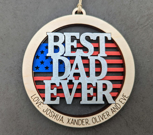 Best Dad Ever svg - Father's day gift for military or veteran - Car charm or ornament digital file - Fathers day svg designed for Glowforge - Cut and score only laser cut file