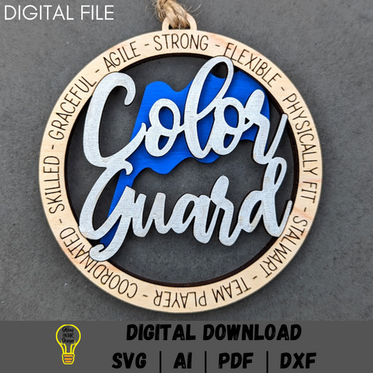 Color Guard svg ornament file, Gift for Color Guard, Flag Car charm ornament svg DIGITAL FILE, Score & Cut laser cut file Made for Glowforge