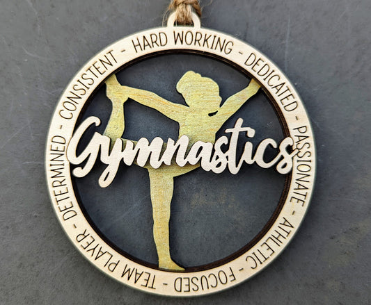 Gymnastics svg - Gift for Gymnast DIGITAL FILE - Ornament, wall hanging. magnet or car charm svg - Can be customized with name or message, includes set with and without ornament hooks - Laser cut file designed for Glowforge