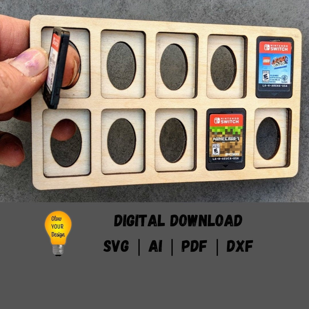 Switch Game cartridge holder svg - Game Card Travel Case - Gamer gift svg - Laser cut file designed for Glowforge