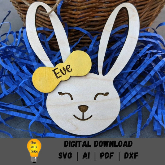 Easter basket name tag SVG - Laser cut file Made for Glowforge