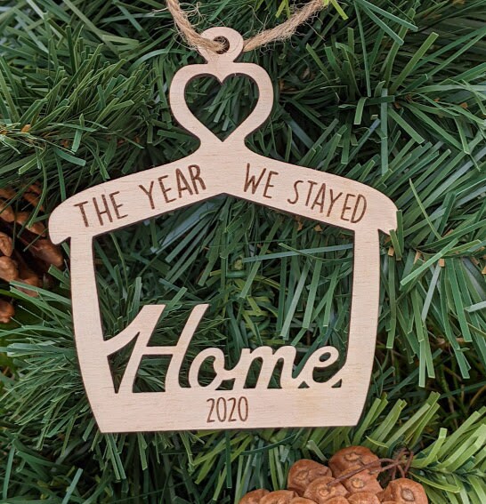 2021 Christmas Ornament SVG, Year we stayed home SVG, Small Photo Holder Digital File, 2021 Car Charm, Made for Glowforge, Digital Download