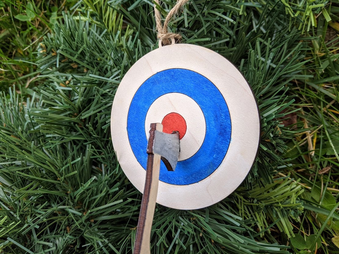 Axe Throwing svg - Target and Ax svg - Ornament or car charm Digital File - Axe Thrower Gift - Laser cut file designed for Glowforge