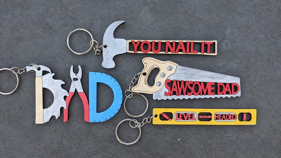 Father's day svg bundle - Keychains for Dad - DIGITAL DOWNLOAD - Tool lover gift - Digital Download Designed for Glowforge