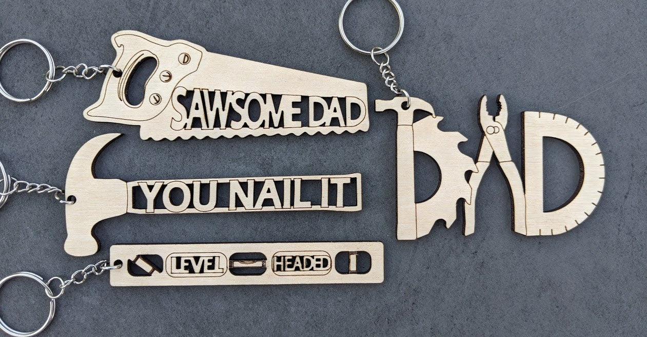 Father's day svg bundle - Keychains for Dad - DIGITAL DOWNLOAD - Tool lover gift - Digital Download Designed for Glowforge