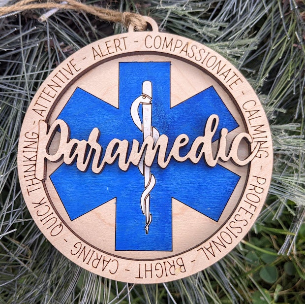 Paramedic svg - Gift for First responder or paramedic DIGITAL DOWNLOAD - Ornament or car charm digital file - Digital Download designed for Glowforge - Score and cut only file