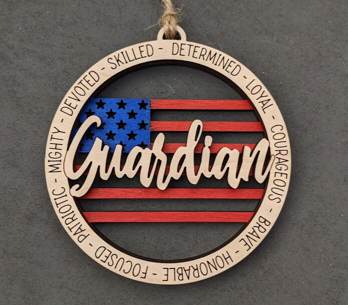 Guardian svg - Ornament or car charm digital file - Gift for space force military member - Cut and score laser cut file designed for Glowforge