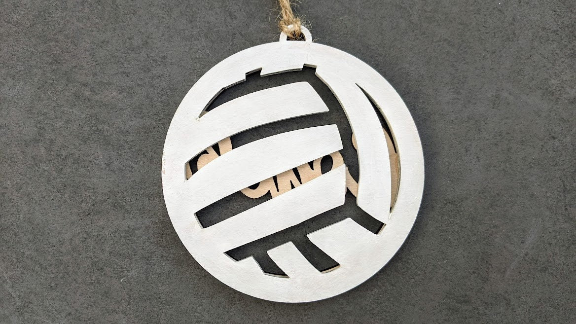 Volleyball svg - Ornament or car charm digital file - Gift for Volleyball Coach - Can be customized with name or message - Laser cut file Designed for Glowforge