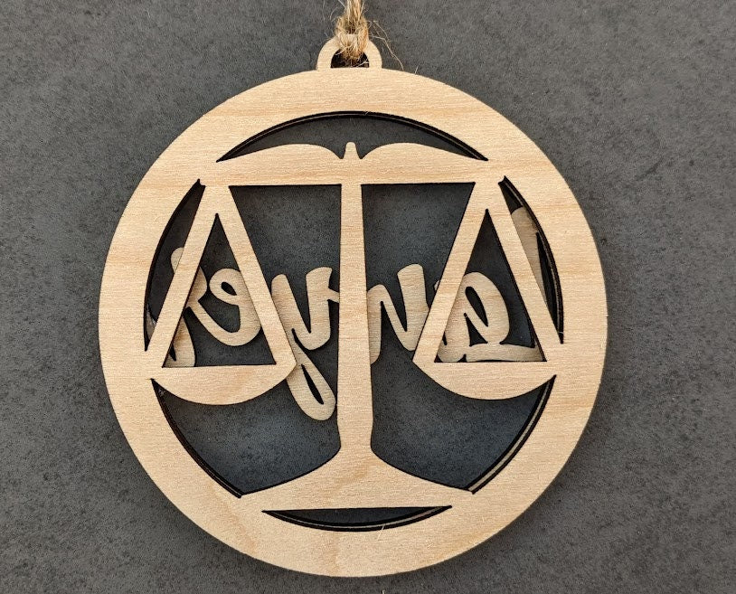 Lawyer svg - Ornament or car charm digital file - Gift for Attorney -  Cut and Score laser cut file designed for Glowforge