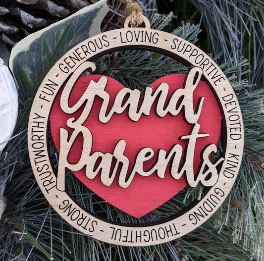 Grandparents SVG - Car Charm or ornament DIGITAL FILE - Grandparent / Grandma / Grandpa Gift - Cut and score digital download designed for Glowforge