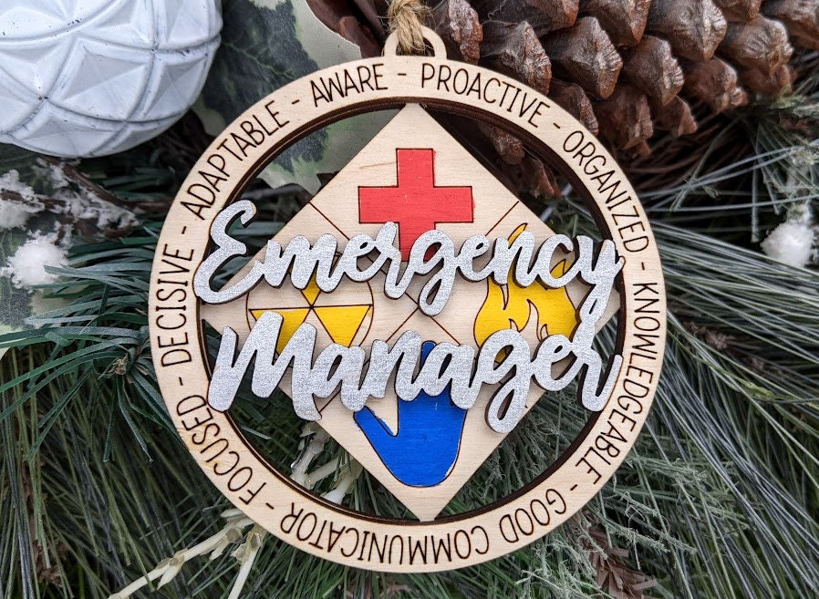 Emergency manager svg, Ornament or car charm digital file, Crisis manager svg, Double layered Cut and score Digital Download for Glowforge