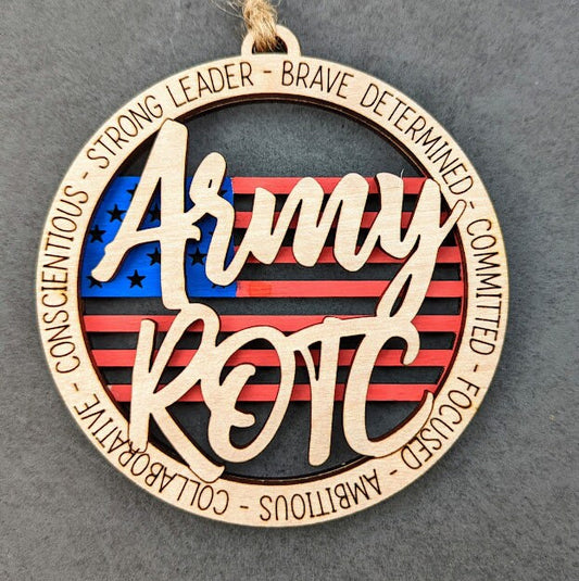Army ROTC svg - Ornament or car charm DIGITAL FILE - Double layered with flag backing - Cut and score only Digital Download designed for Glowforge