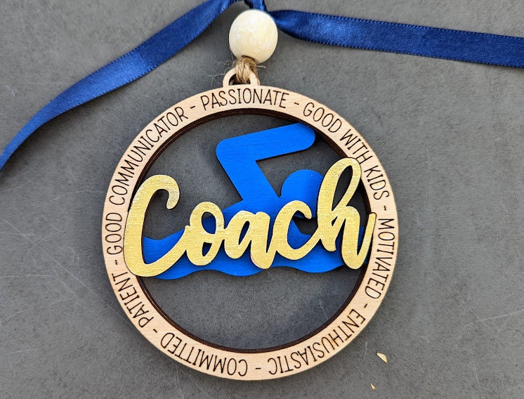 Swimming svg - Gift for Swim Coach - Ornament or Car charm svg - Cut and score laser cut file designed for Glowforge