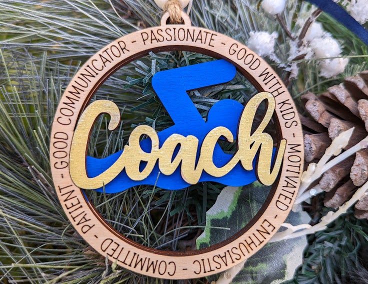 Swimming svg - Gift for Swim Coach - Ornament or Car charm svg - Cut and score laser cut file designed for Glowforge