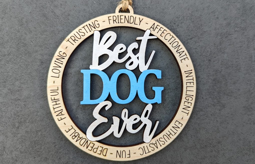 Dog ornament svg, Dog memorial ornament digital file, Best dog ever svg, Cut and score Laser cut file - digital Download Made for Glowforge