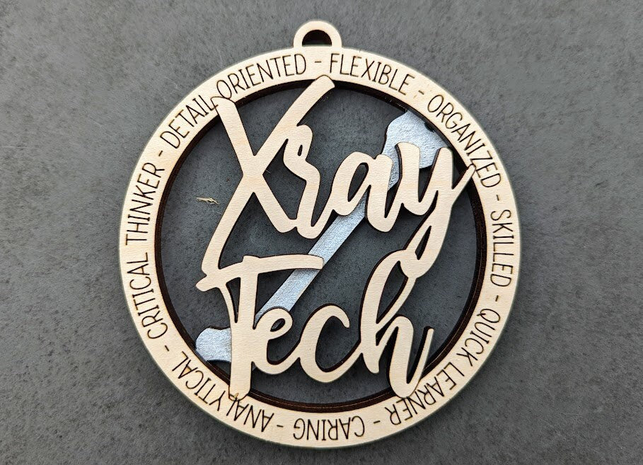 X-ray tech svg - Ornament or car charm digital file - Gift for Radiographer or medical personnel - Cut and score laser cut file designed for Glowforge
