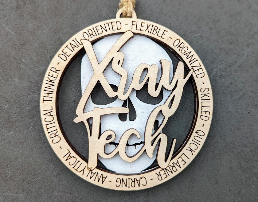 X-ray tech svg - Ornament or car charm digital file - Gift for Radiographer or medical personnel - Cut and score laser cut file designed for Glowforge