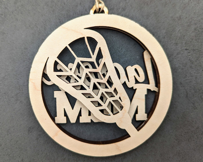 Lacrosse Mom svg - Gift for Lacrosse sports parent - Ornament or Car charm digital file - Cut & score laser cut file designed for Glowforge